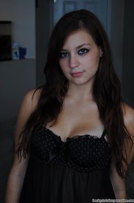 Cute Brunette Teen In Black Lingerie