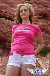 Pink Tshirt On Tasty Blonde College Girl Outside