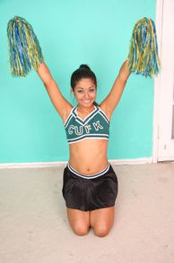 Latina Coed Cheer Girl On Her Knees