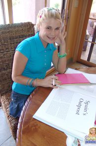 Cutie With Braces Doing Homework